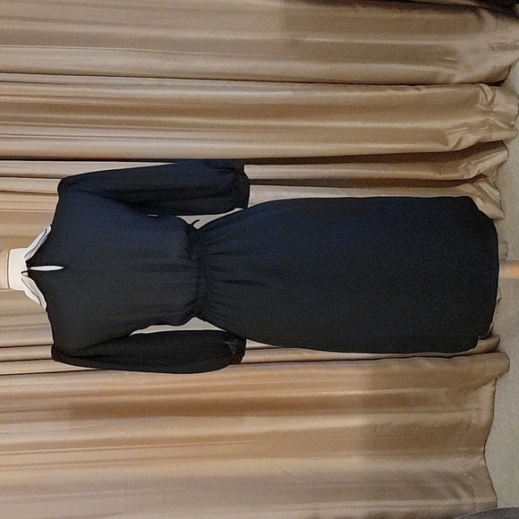NEXT made in Great Britain Vintage  Black Chiffon Dress Size 10 - Picture 3 of 10